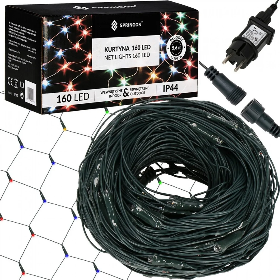 Гирлянда сетка Springos CL4014, 2 x 2.6 м 160 LED, Mix