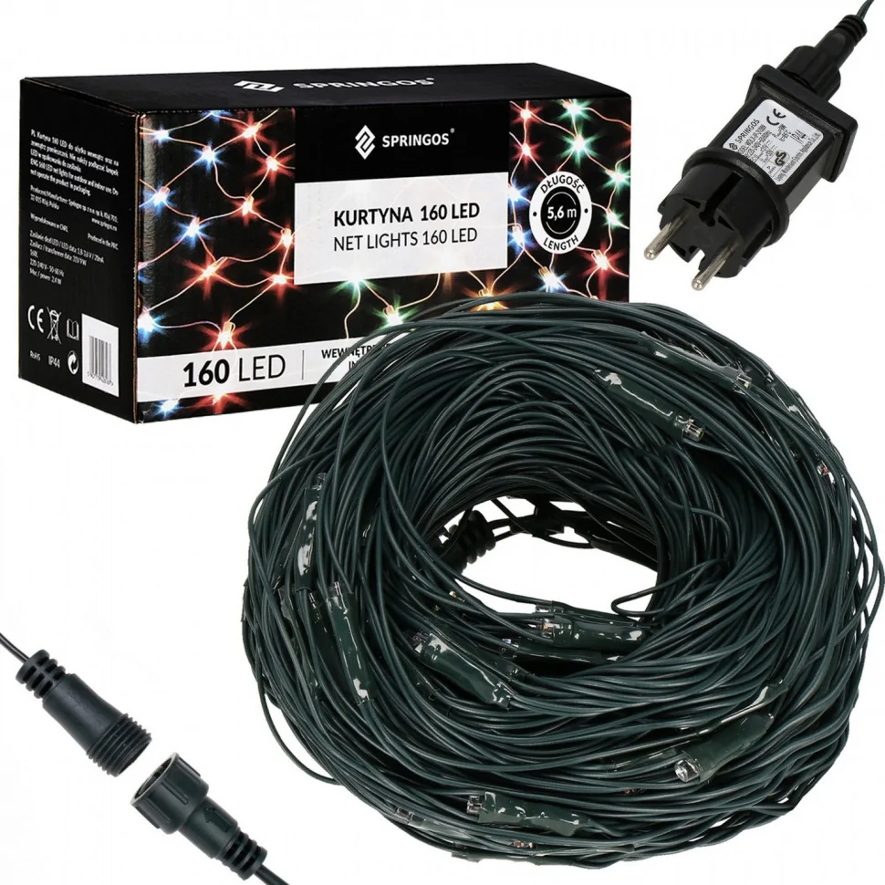Гирлянда сетка Springos CL4014, 2 x 2.6 м 160 LED, Mix