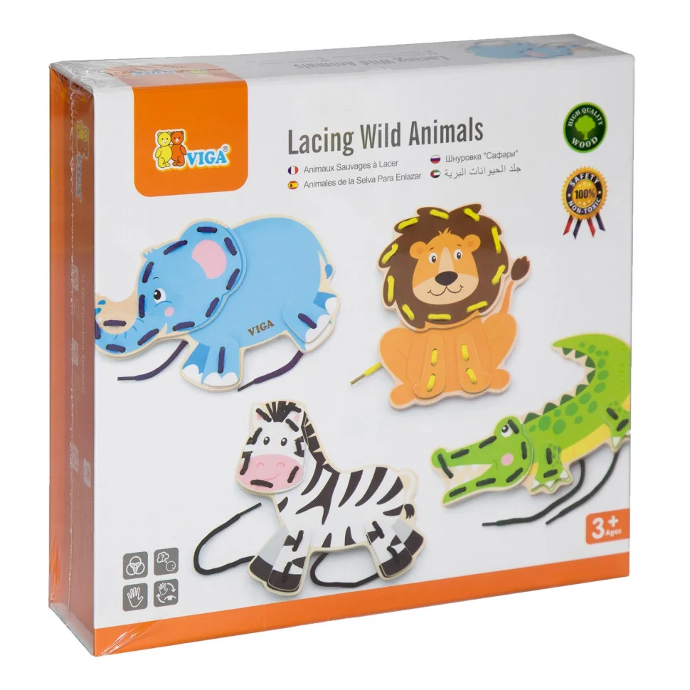 Дерев'яна шнурівка Африканські звірята Viga Toys 51326, 4 зображення
