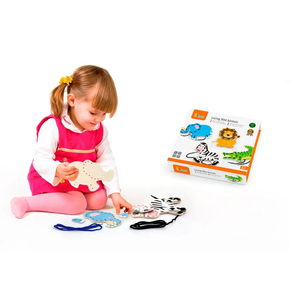 Дерев'яна шнурівка Африканські звірята Viga Toys 51326, 4 зображення