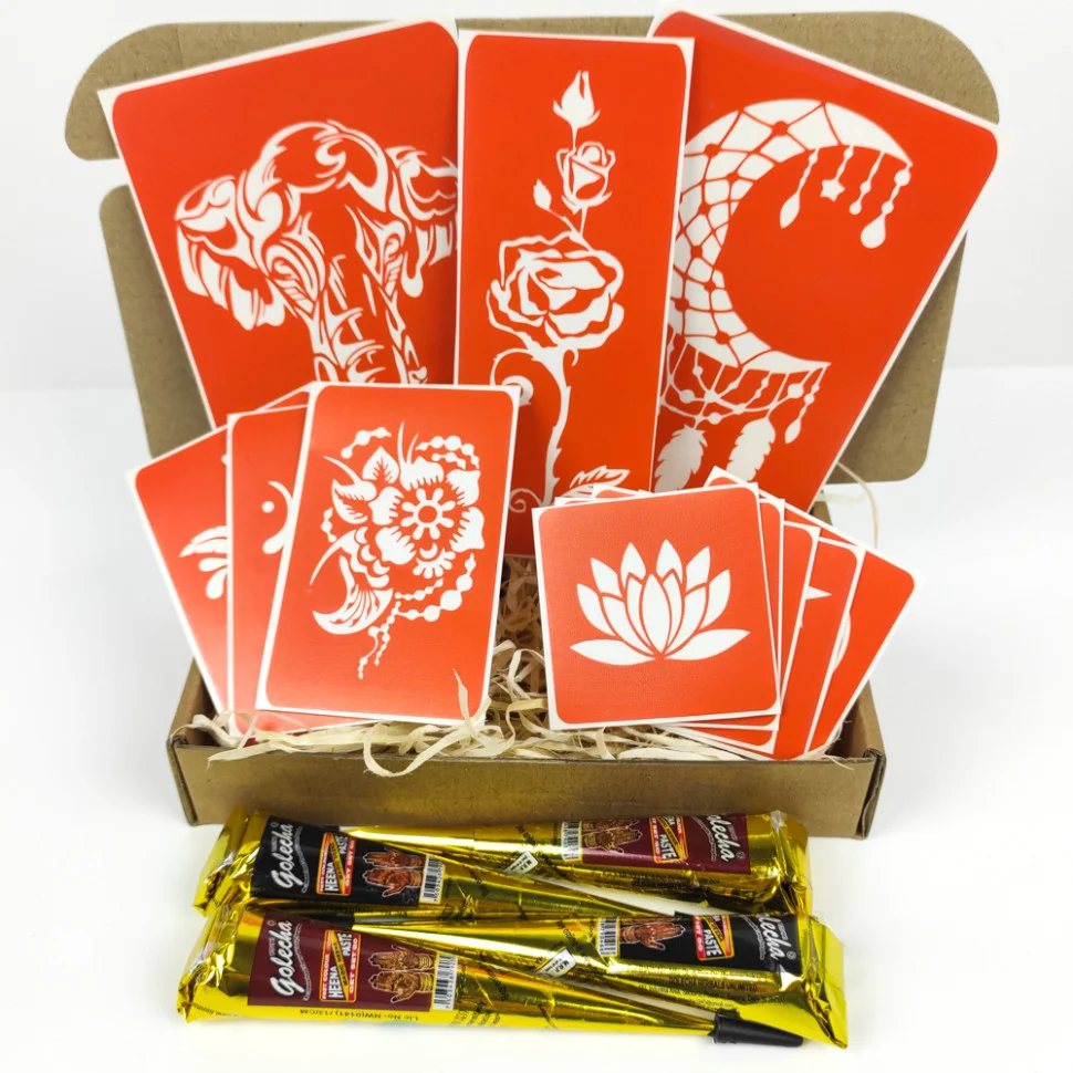 Набір хни з трафаретами для біо-тату №5 Fresh Tattoo henna-set-05