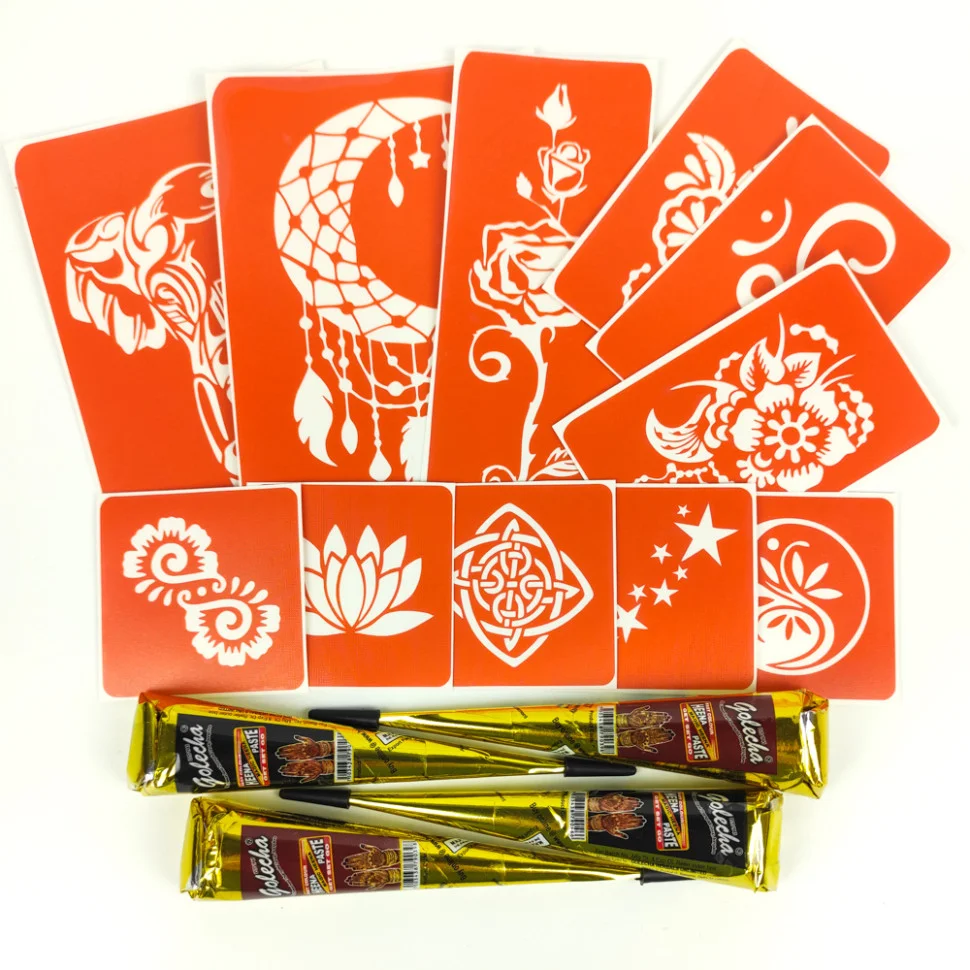 Набір хни з трафаретами для біо-тату №5 Fresh Tattoo henna-set-05