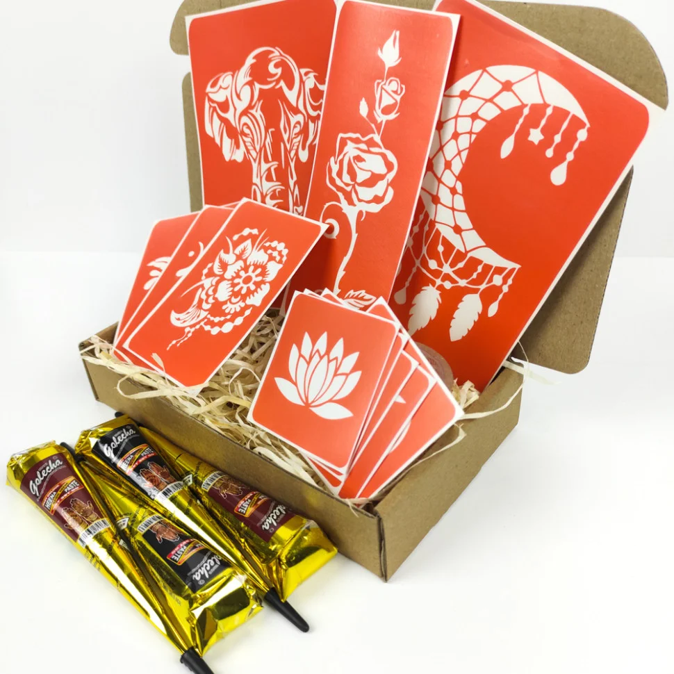 Набір хни з трафаретами для біо-тату №5 Fresh Tattoo henna-set-05