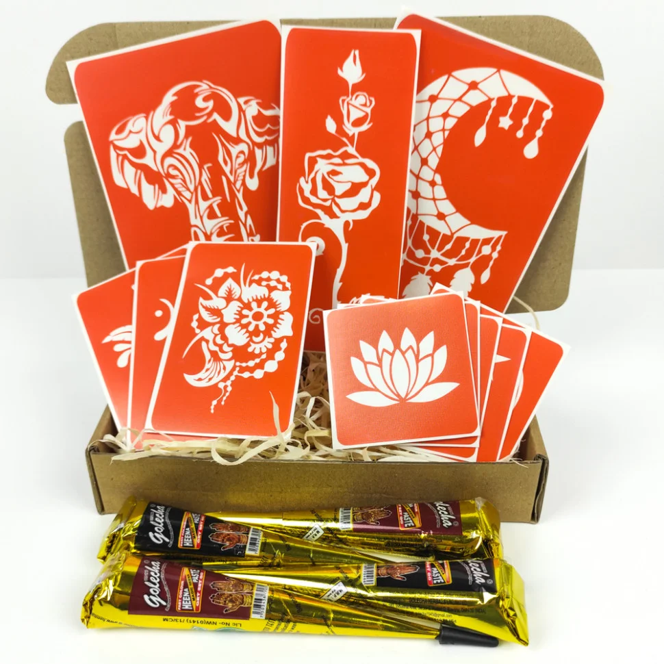 Набір хни з трафаретами для біо-тату №5 Fresh Tattoo henna-set-05