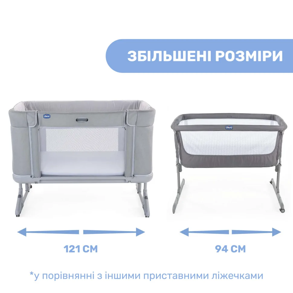 Дитяче ліжечко Next2Me Forever Chicco 79650.19 сіре 3 в 1