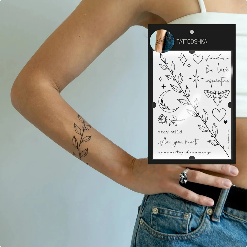 Набор временных татуировок FREEDOM LOVE TATTOOSHKA LB-100