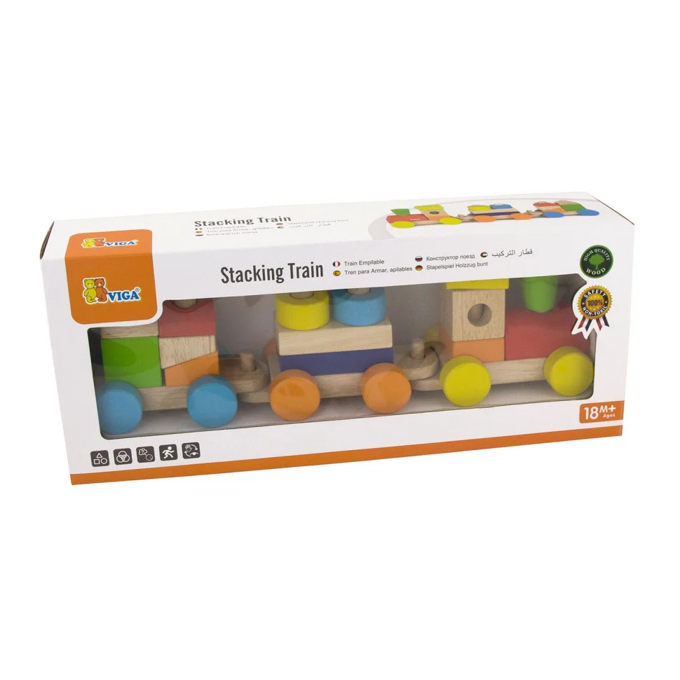 Деревянный поезд-пирамидка Viga Toys 51610 Цветные кубики 