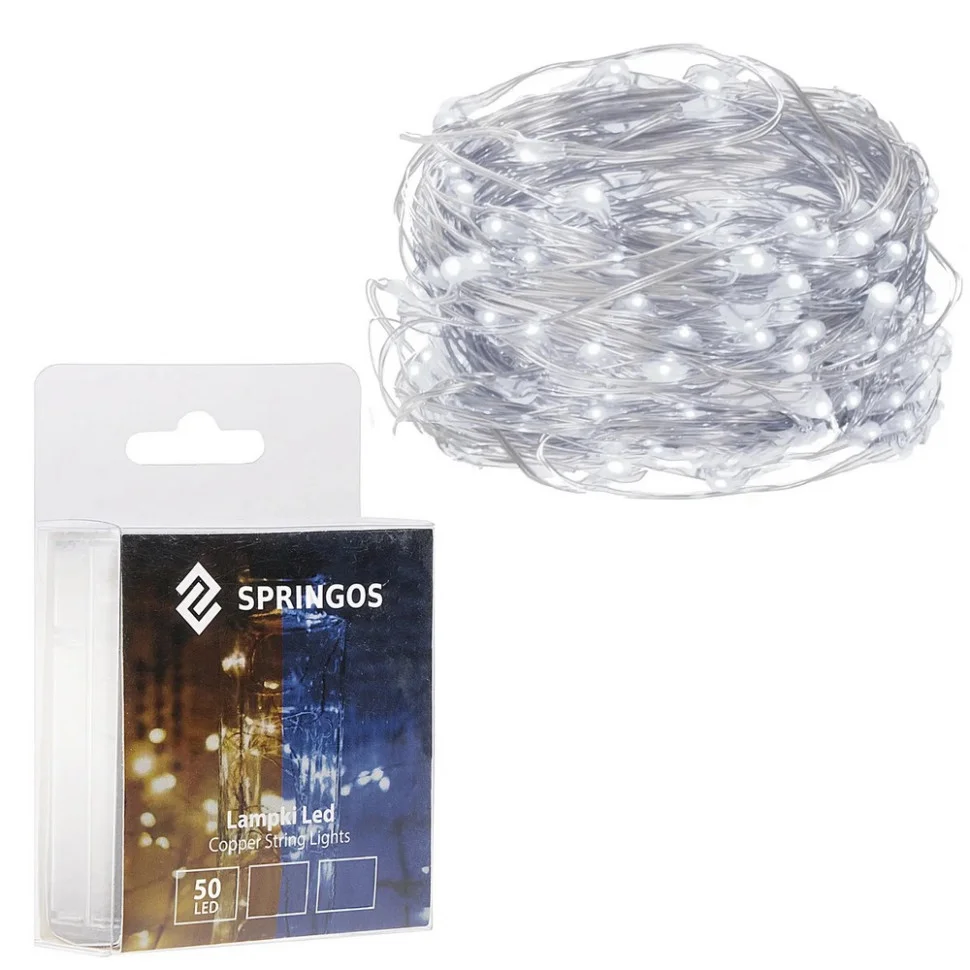 Гирлянда на батарейках Springos CL0015, 4.9 м 50 LED, Cold White