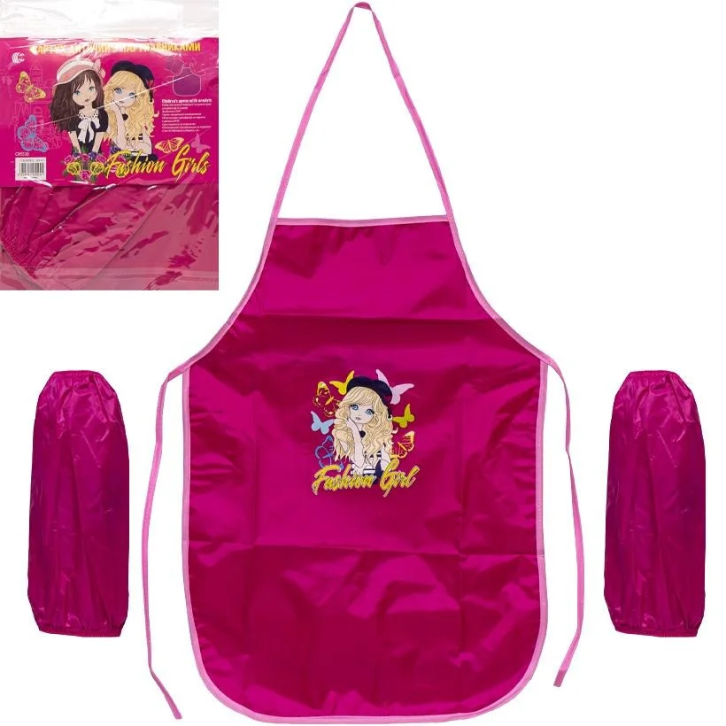 Фартух дитячий з нарукавниками для дівчаток COLOR-IT CR5530(Pink) 54х37 см (91392)