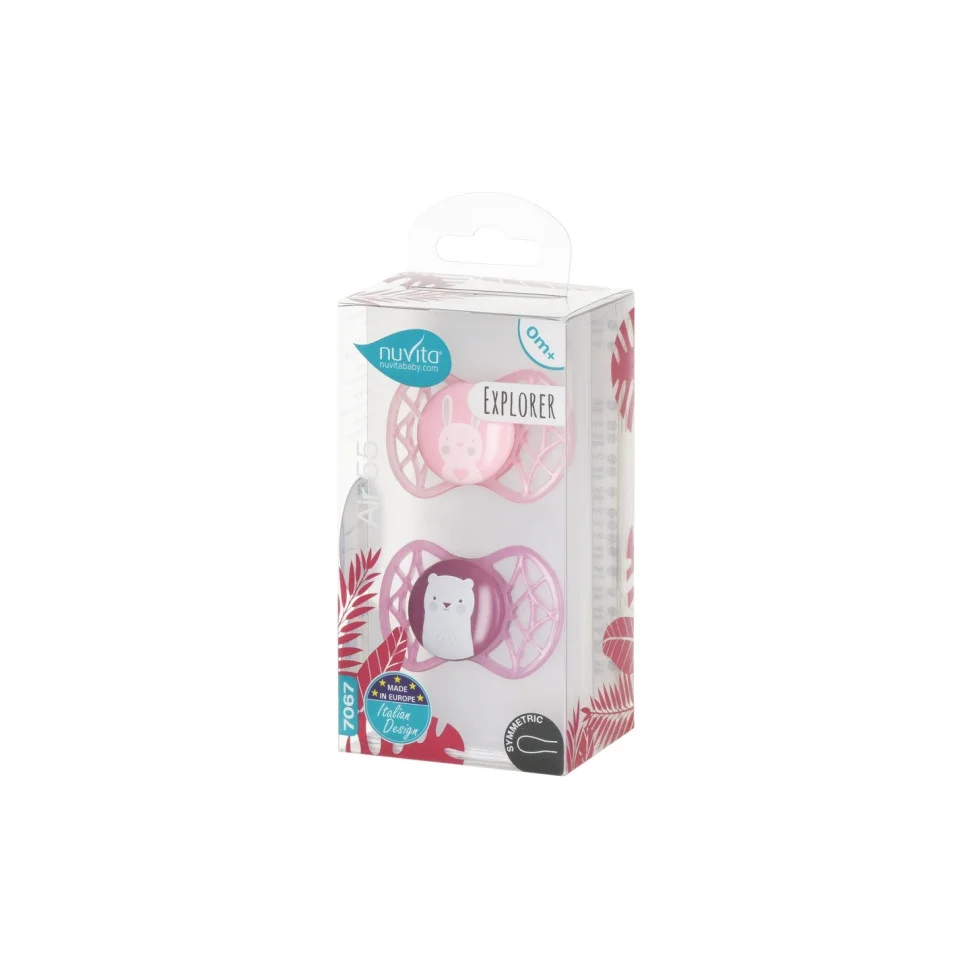 Пустышка Nuvita 7067 Air55 Explorer симметрическая 0m+ (заяц, мишка) 2шт NV7067F