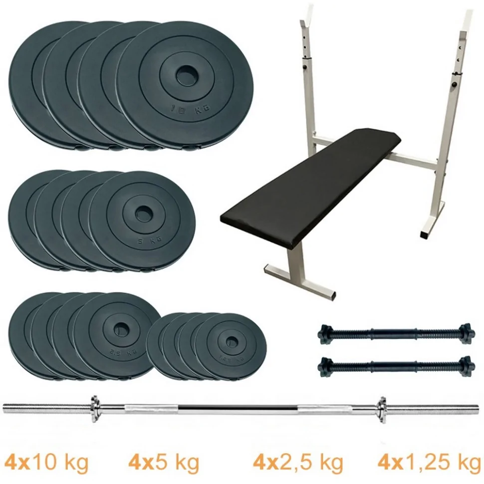 Скамья для жима с набором штанга и гантели Standard Set 90 Newt NE-SD-PL-SET-90, 90 кг