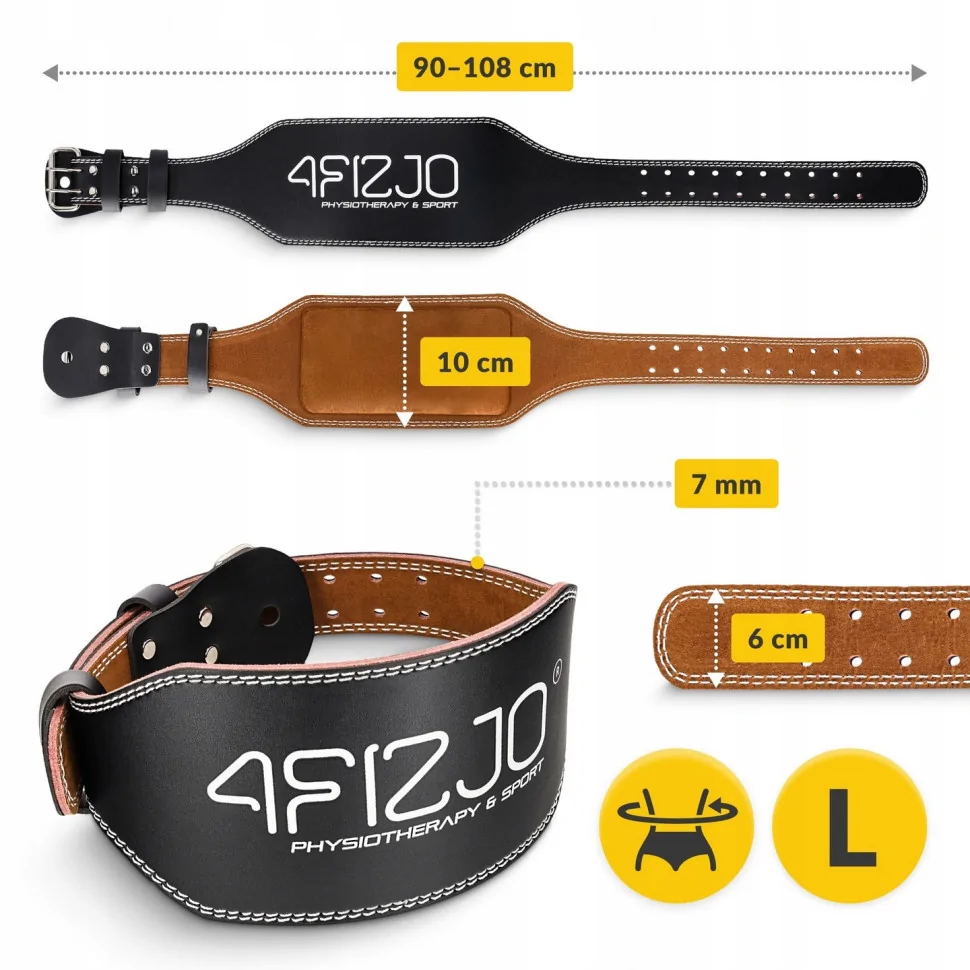 Пояс для важкої атлетики 4FIZJO P-5905973404310 Black, шкіряний, розмір L