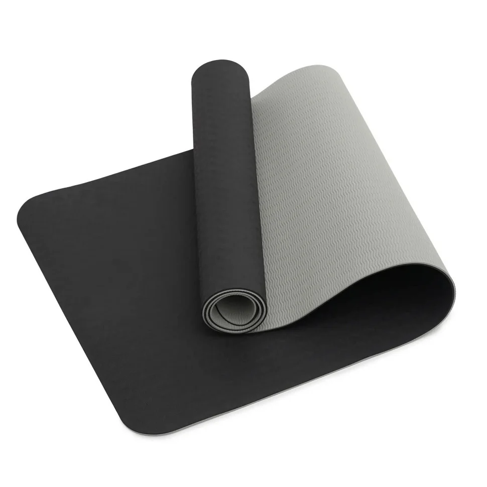 Килимок (мат) спортивний для йоги та фітнесу SportVida SV-EZ0052 TPE 183 x 61 x 0.4 см, Black/Grey