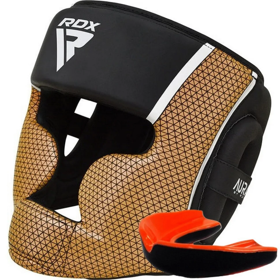 Боксерський шолом AURA PLUS T-17 RDX Inc Limited HGR-T17BGL-L+ Black Golden, L (капа у комплекті)