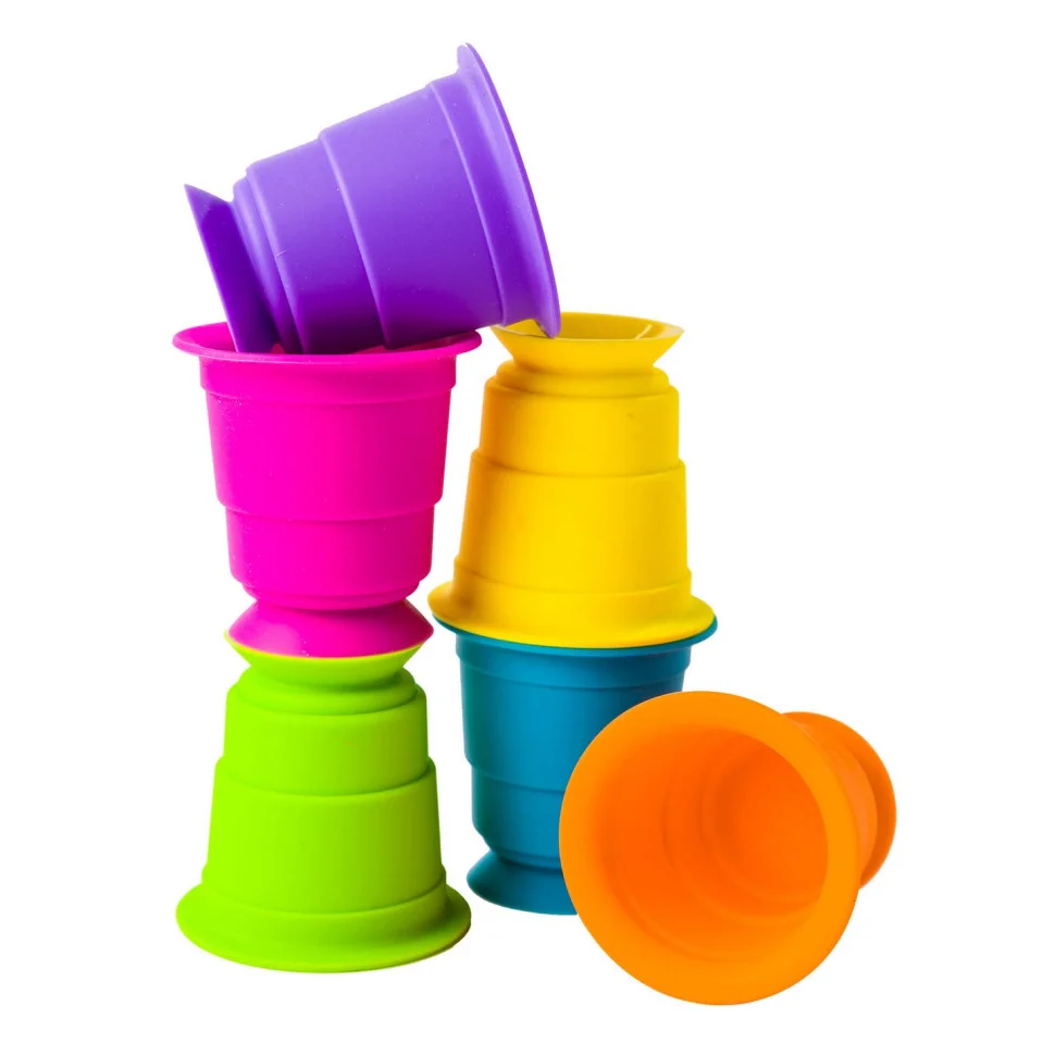 Іграшка тактильна М'які чашки Fat Brain Toys F183ML Suction Kupz 6 штук