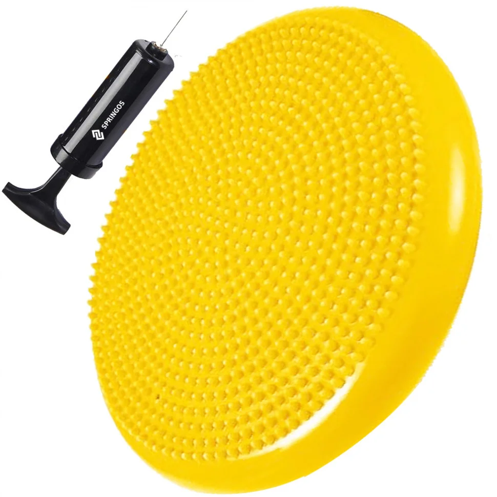 Балансировочная массажная подушка Springos FA1069 сенсомоторная Yellow (Насос в комплекте)