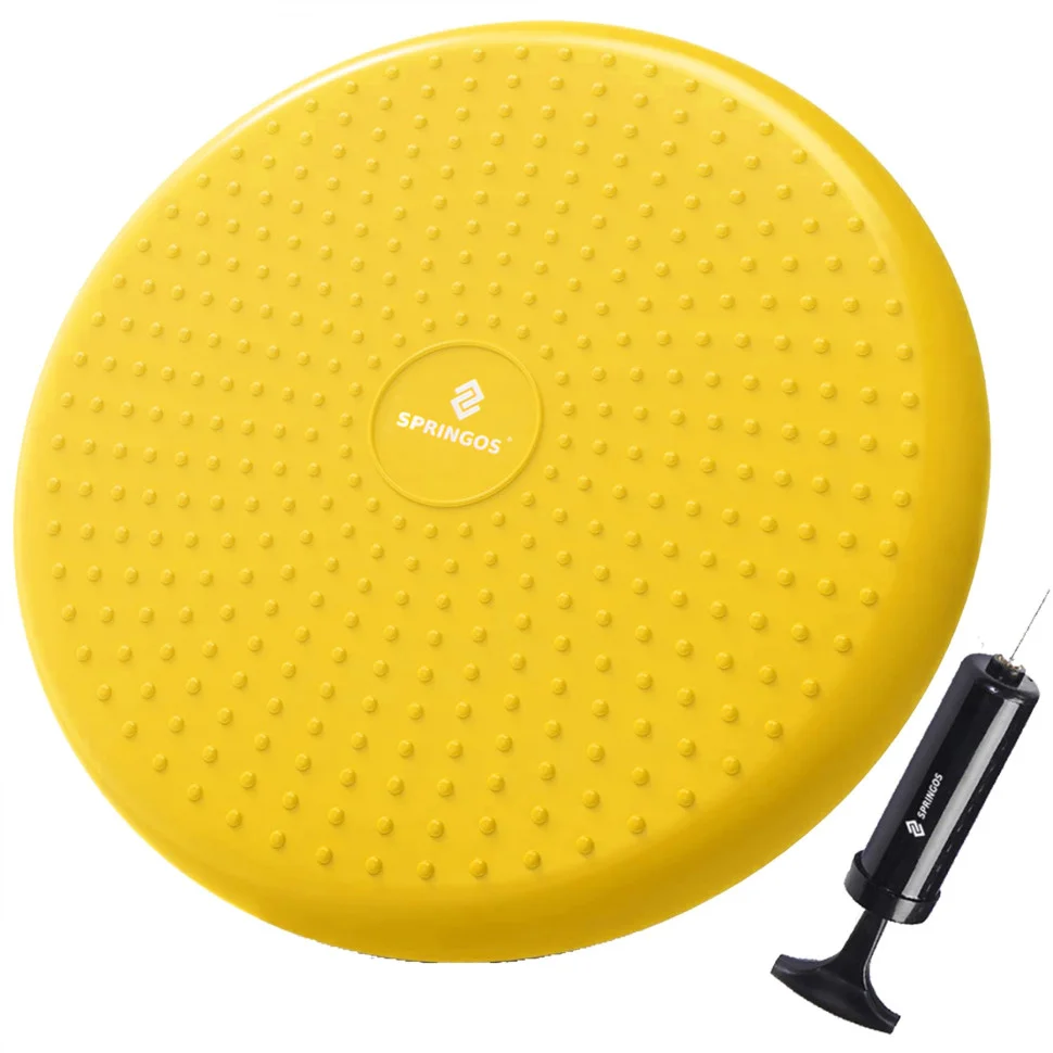Балансировочная массажная подушка Springos FA1069 сенсомоторная Yellow (Насос в комплекте)