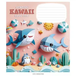 Зошит учнівський "Kawaii" Школярик 012-3398C-5 в косу лінію, 12 аркушів