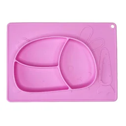 Силіконова тарілка-килимок "Зайчик" Mega Zayka MGZ-0119(Pink) 19х27 см