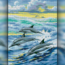 Алмазна вишивка на підрамнику "Дельфіни у морі" The Wortex Diamonds TWD20011