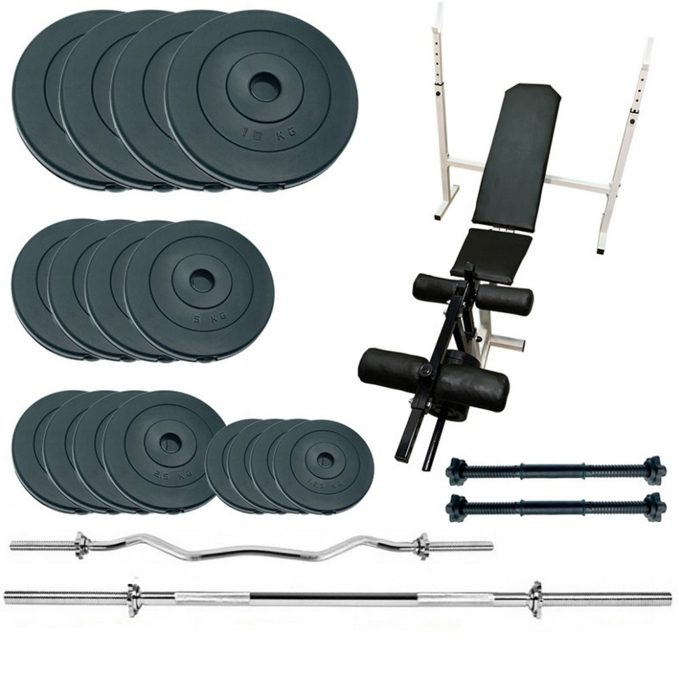 Скамья для жима с набором штанг и гантелей Gym Scott Plus Set Pro Newt NE-SKM-PL-SCP-90, 90 кг