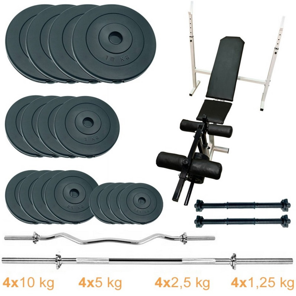 Скамья для жима с набором штанг и гантелей Gym Scott Plus Set Pro Newt NE-SKM-PL-SCP-90, 90 кг