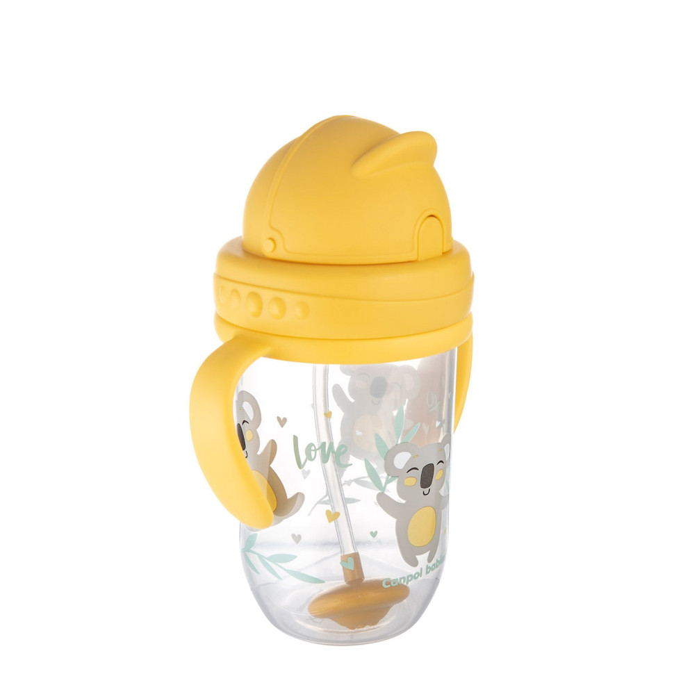 Кружка непроливайка з трубочкою та обважувачем Exotic animals Canpol babies 56/606_yel 270 мл