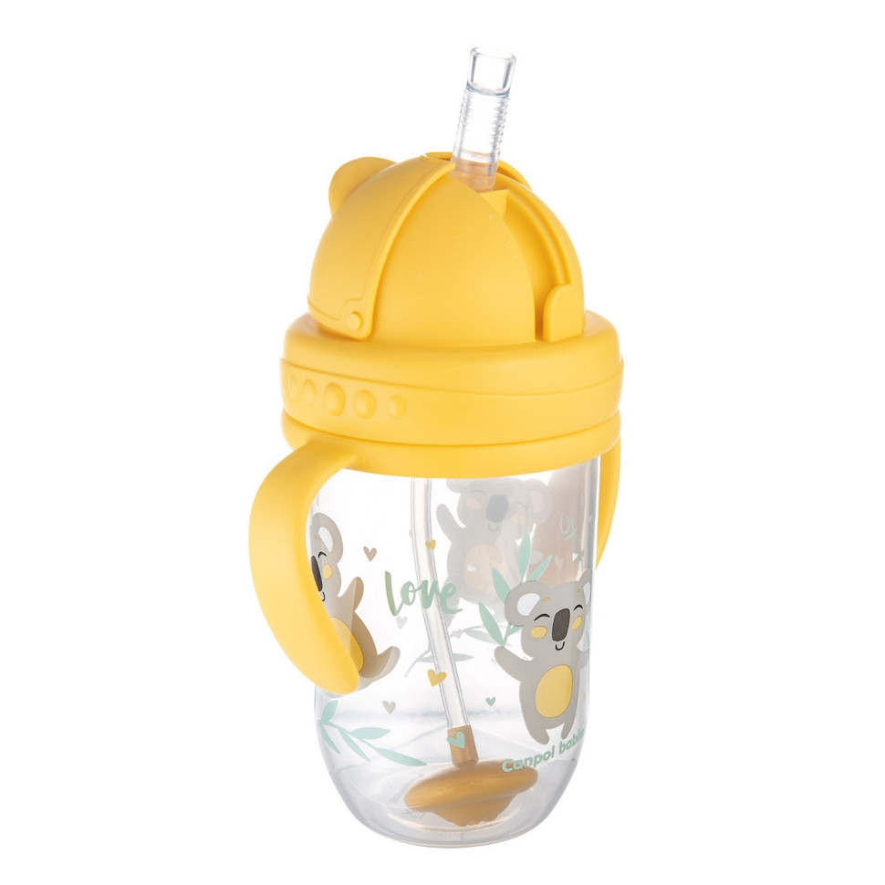 Кружка непроливайка з трубочкою та обважувачем Exotic animals Canpol babies 56/606_yel 270 мл