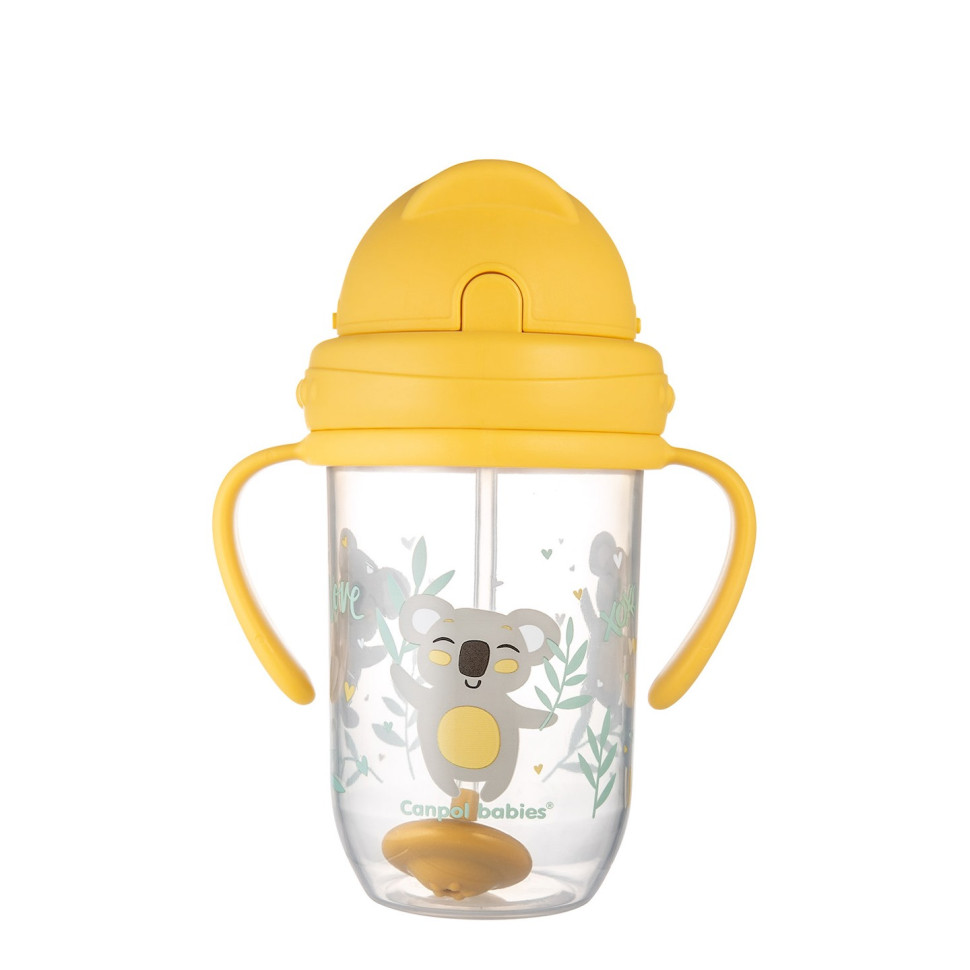 Кружка непроливайка з трубочкою та обважувачем Exotic animals Canpol babies 56/606_yel 270 мл