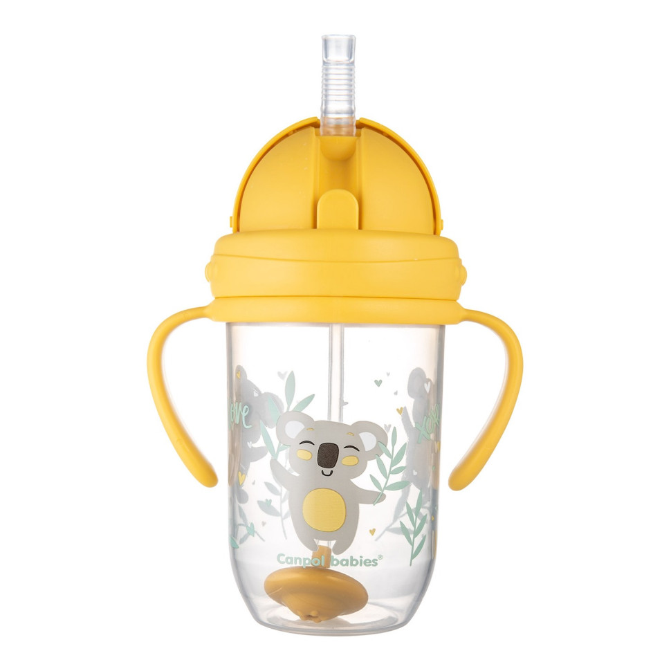 Кружка непроливайка з трубочкою та обважувачем Exotic animals Canpol babies 56/606_yel 270 мл