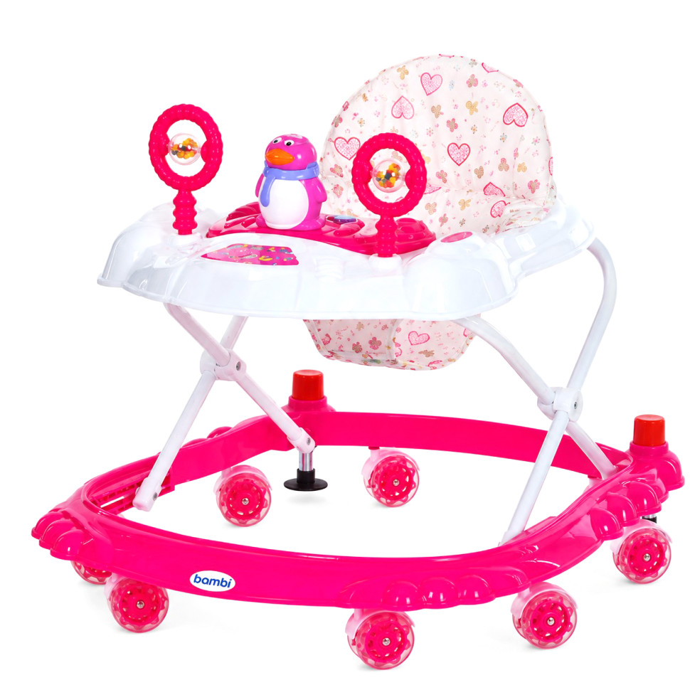Детские Ходунки Bambi M 3168-1(Dark-Pink) музыкальные и световые эффекты, со стопором