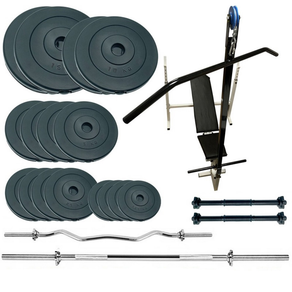 Скамья для жима с набором штанг и гантелей Gym Scott Plus Set Pro T Newt NE-SKM-PL-ST-100, 100 кг