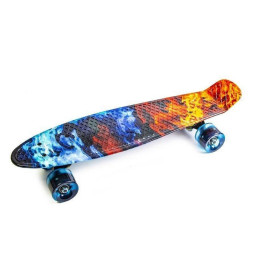 Скейт Penny Board «Вогонь і лід» Bambi 1507802626 колеса зі світлом 80 кг