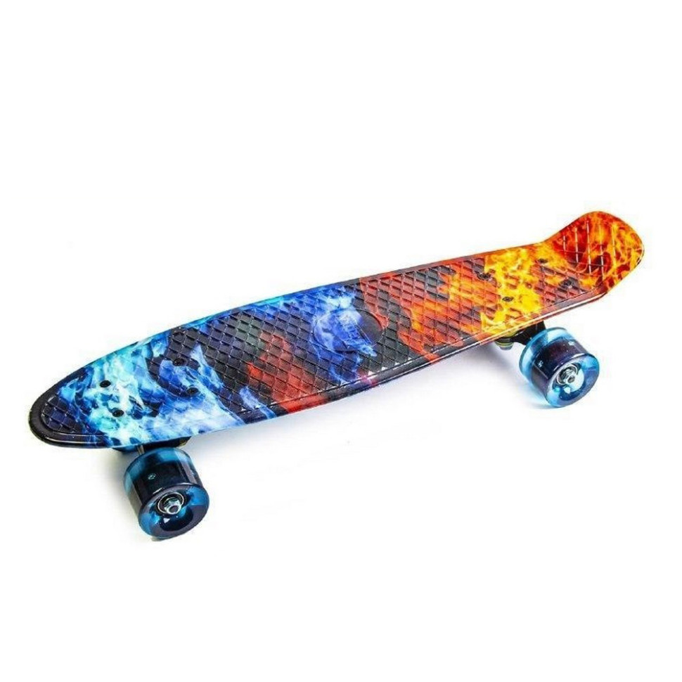 Скейт Penny Board «Вогонь і лід» Bambi 1507802626 колеса зі світлом 80 кг