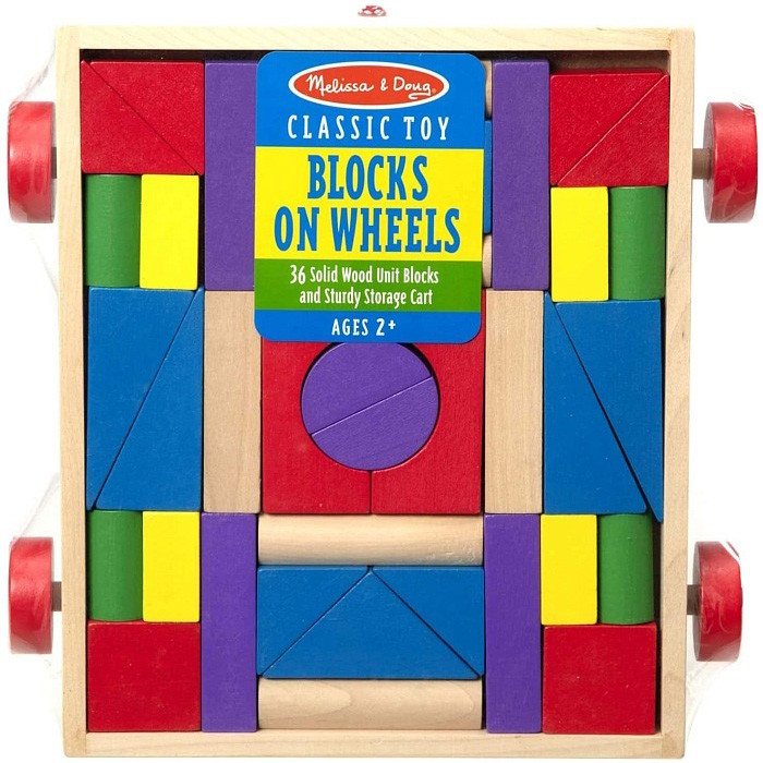 Набір дерев'яних блоків на візку Melissa&Doug MD14209, 36 кубиків