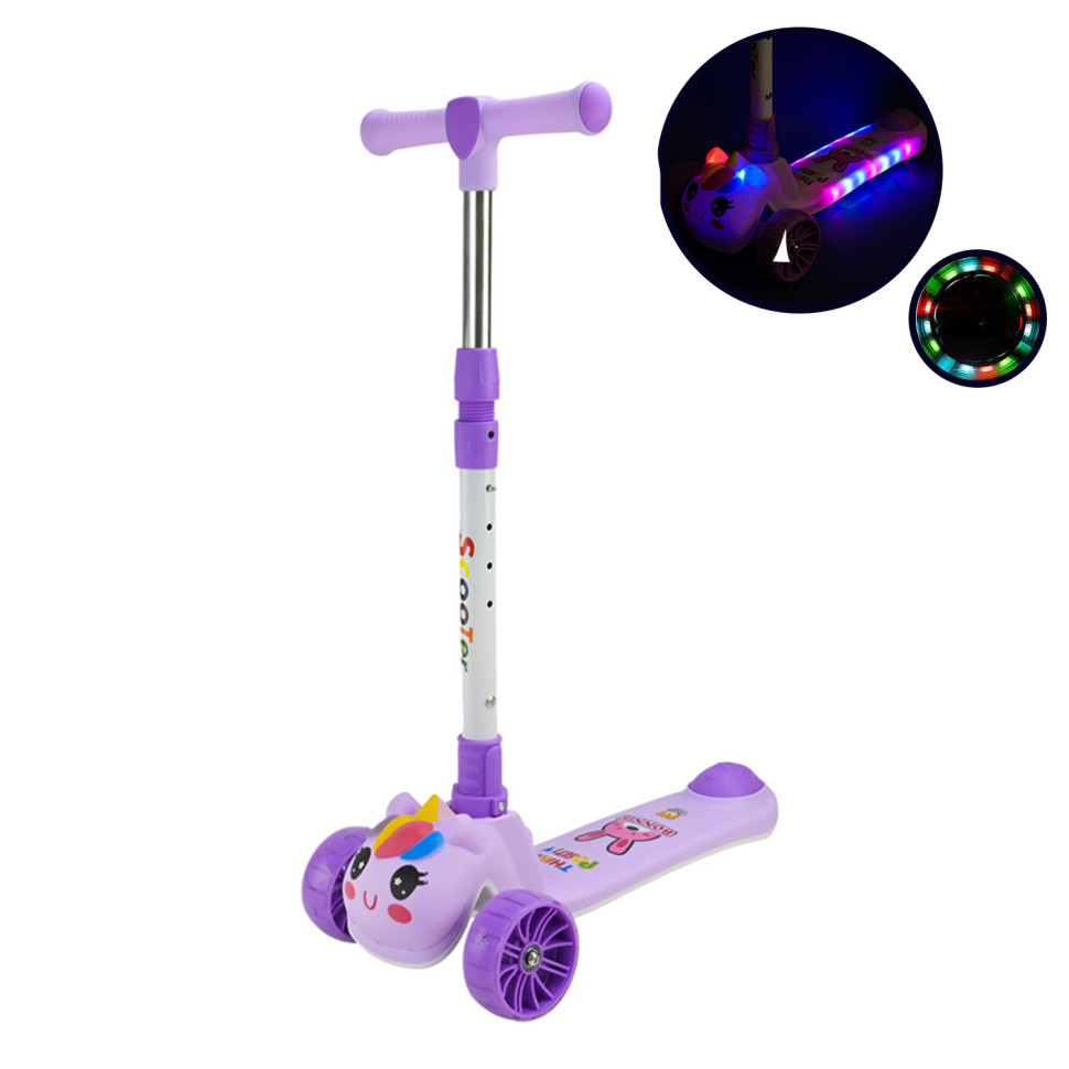 Детский самокат 3-х колесный Extreme Motion SC2619(Violet) колеса PU, с музыкой и светом