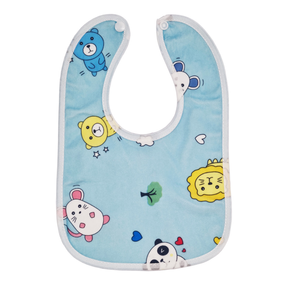 Детский тканевой слюнявчик Mega Zayka MGZ-0600(Blue) на кнопке