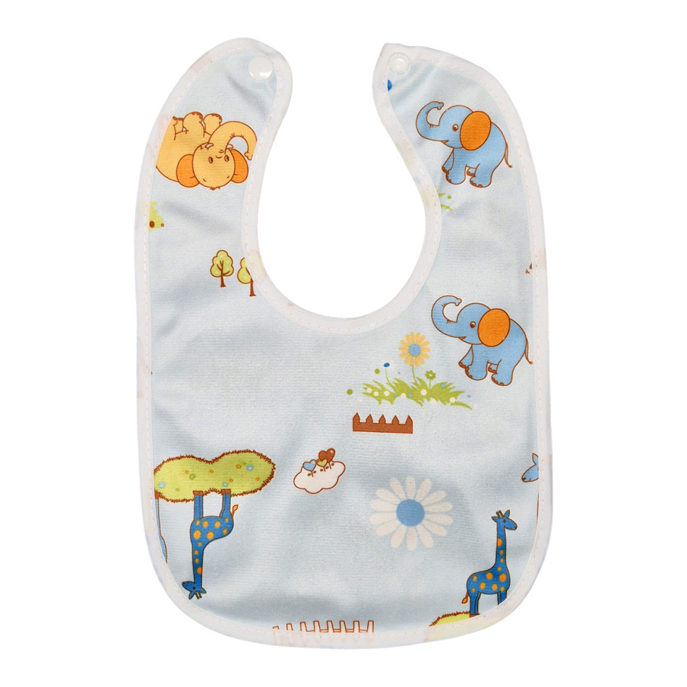 Детский тканевой слюнявчик Mega Zayka MGZ-0600(Blue) на кнопке