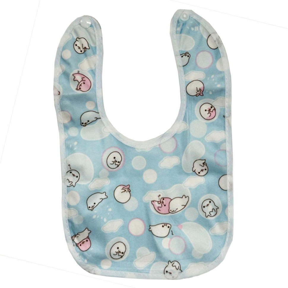 Детский тканевой слюнявчик Mega Zayka MGZ-0600(Blue) на кнопке