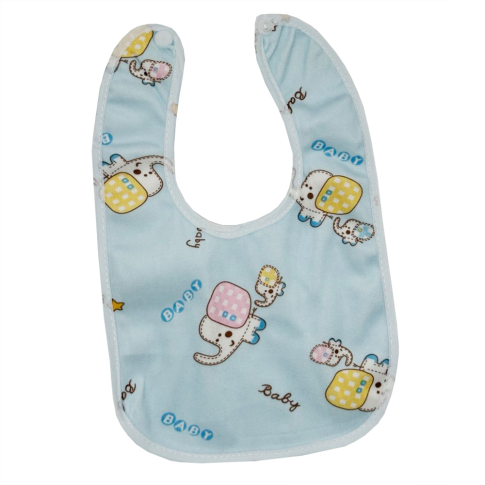 Детский тканевой слюнявчик Mega Zayka MGZ-0600(Blue) на кнопке