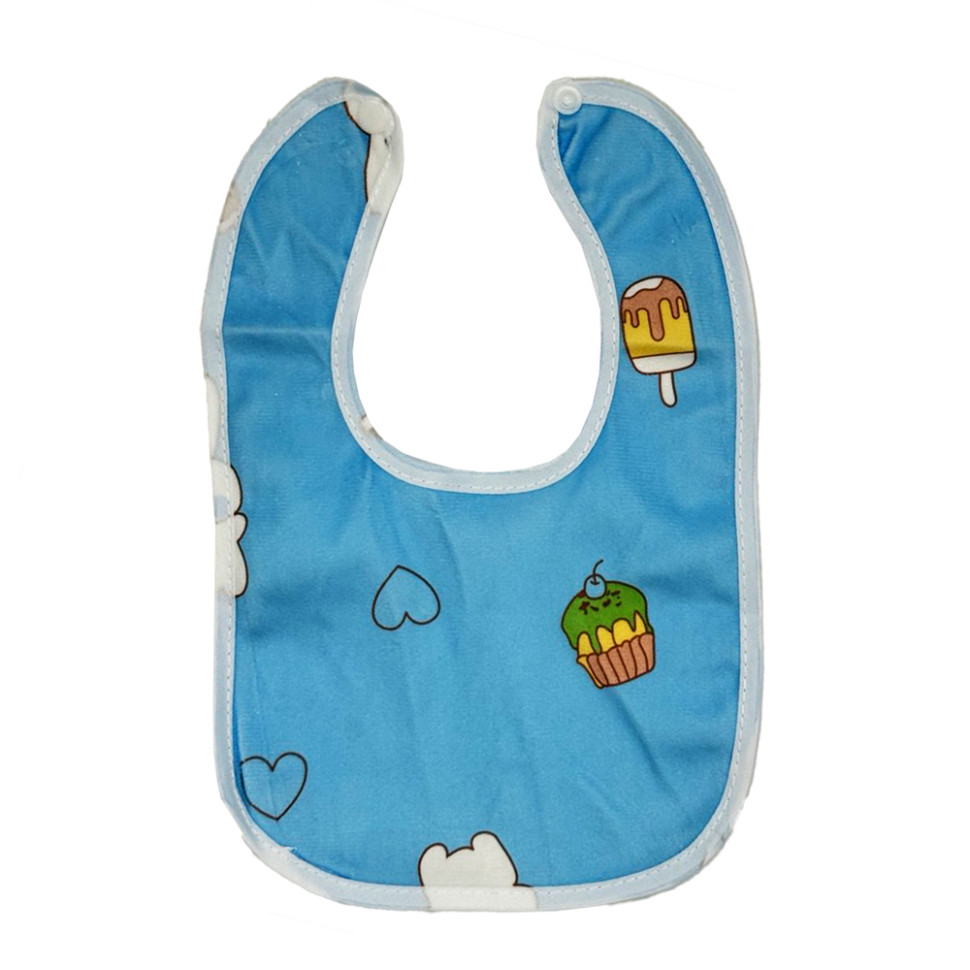 Детский тканевой слюнявчик Mega Zayka MGZ-0600(Blue) на кнопке