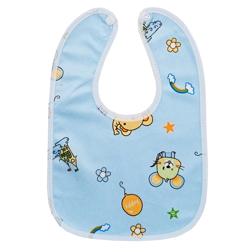 Детский тканевой слюнявчик Mega Zayka MGZ-0600(Blue) на кнопке