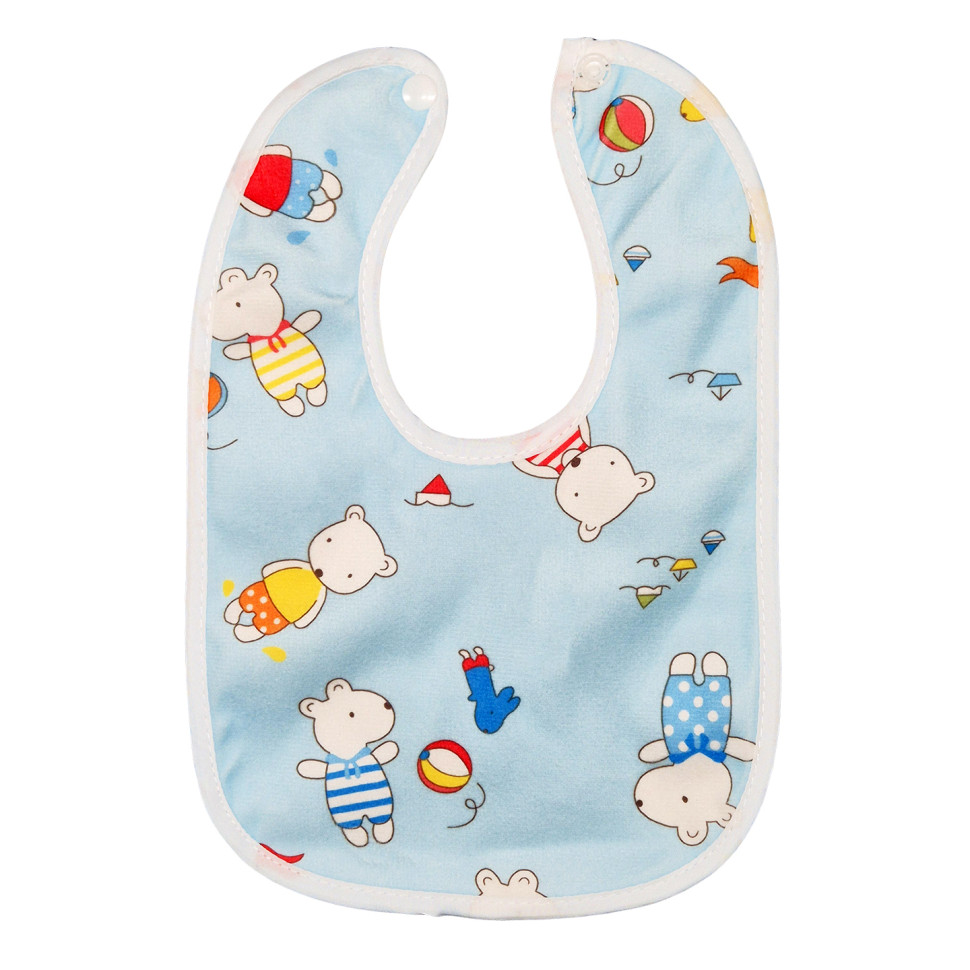 Детский тканевой слюнявчик Mega Zayka MGZ-0600(Blue) на кнопке