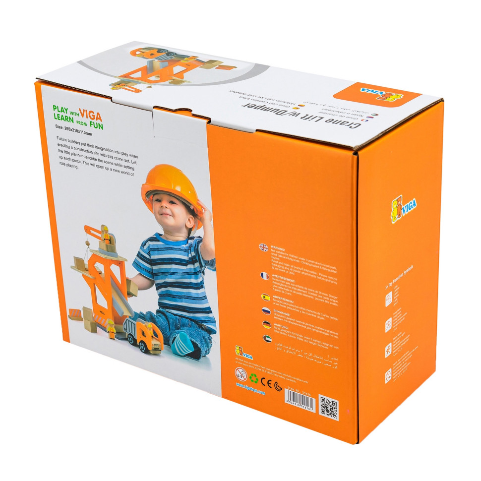 Ігровий набір Підйомний кран та самоскид Viga Toys 51616 дерев'яний