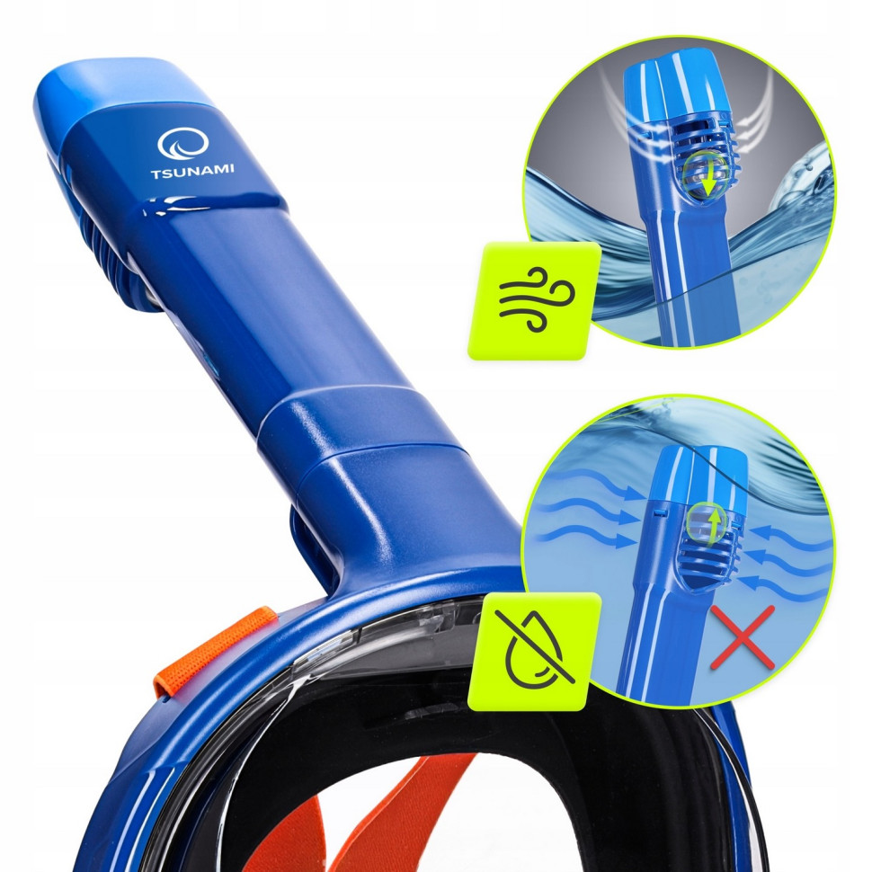 Маска для снорклинга полнолицевая TSUNAMI P-5905973405454 Blue