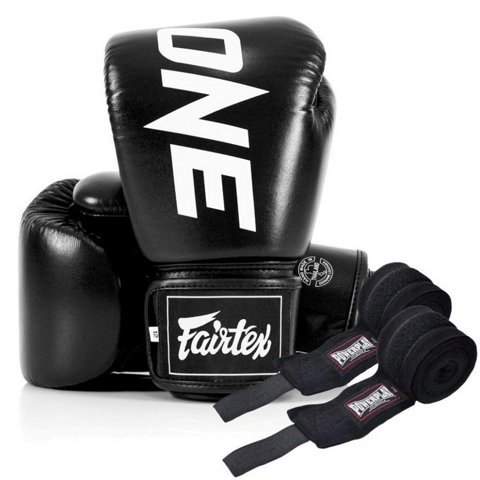 Боксерські рукавиці BGV1-ONE Fairtex BGV1-ONE_14oz_Black 14 унцій (бинти в комплекті)