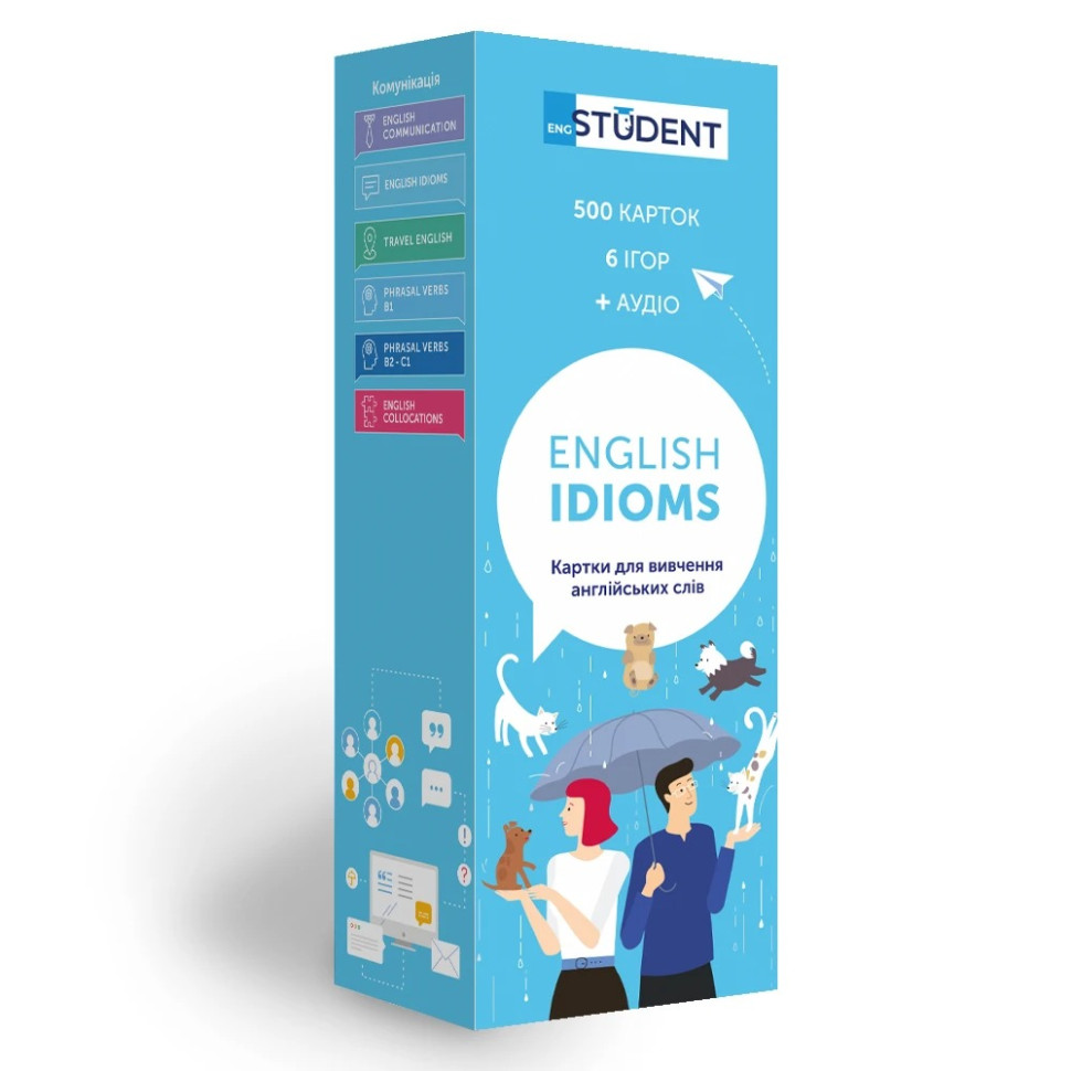 Картки для вивчення англійської мови ENGLISH IDIOMS English Student 591225923 англ-укр 500 карток