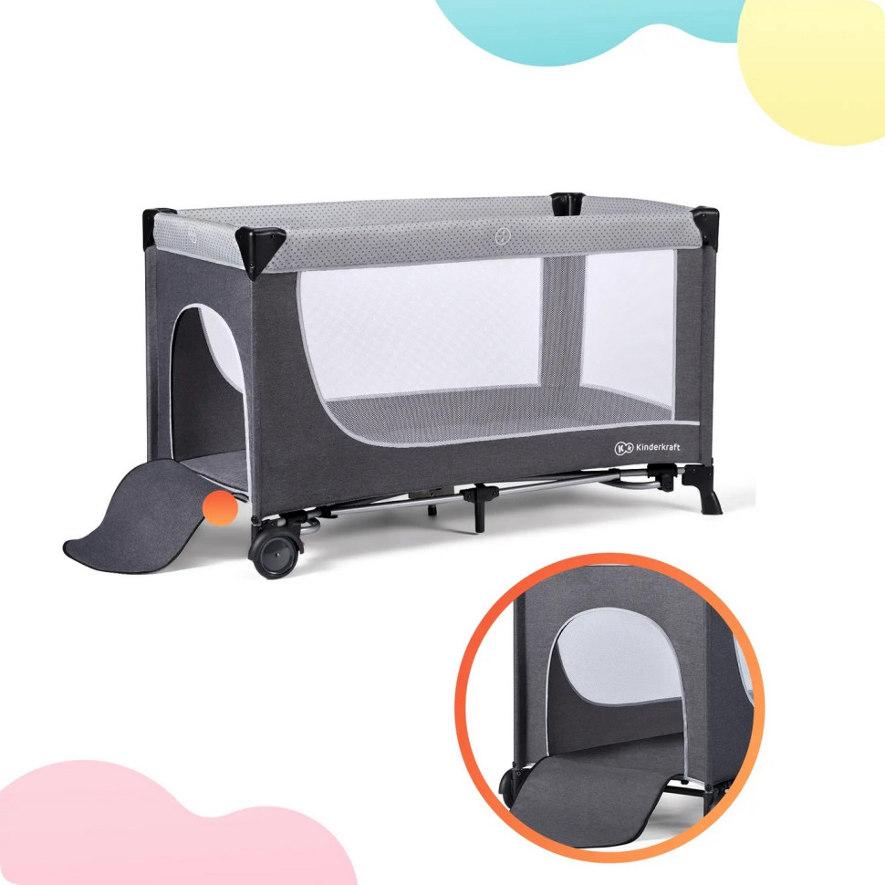 Кровать-манеж с пеленатором Kinderkraft KCLEOD00GRY00AC Leody Grey