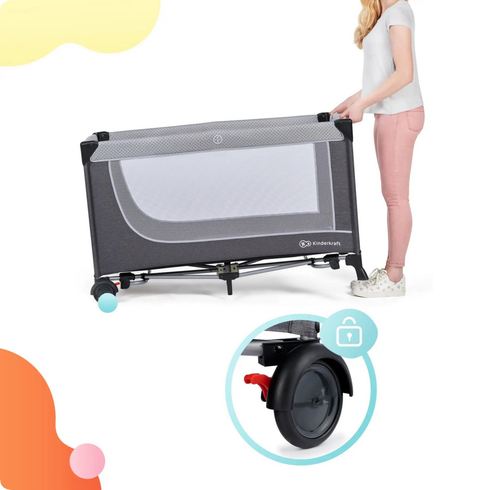 Кровать-манеж с пеленатором Kinderkraft KCLEOD00GRY00AC Leody Grey