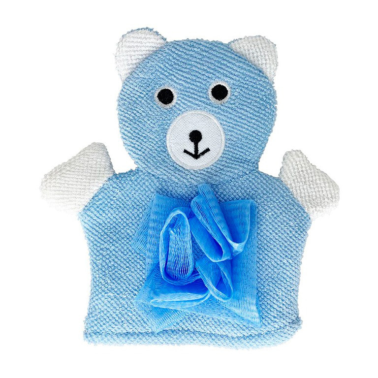 Мочалка-перчатка для купания малышей Mega Zayka MGZ-0911(Blue) Медвежонок